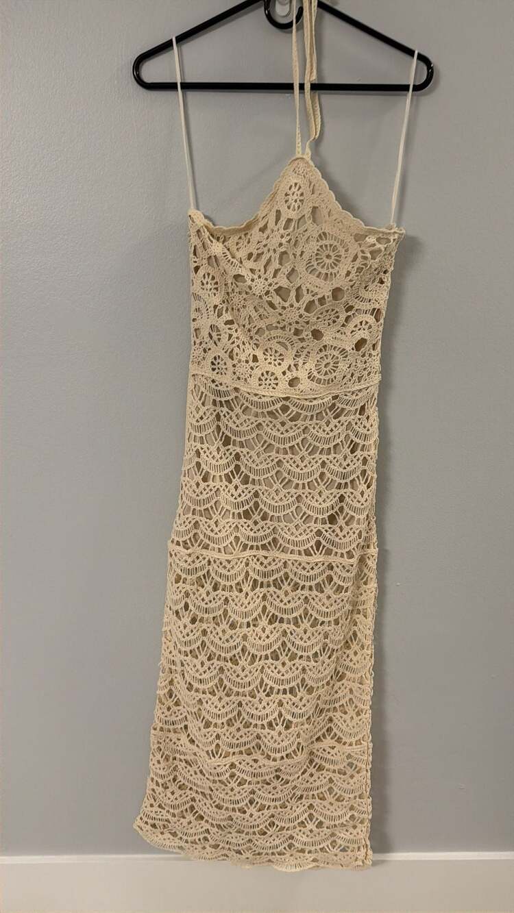 ZARA WOMANS HALTER DRESS CROCHET SS23 2712/806 SIZE...